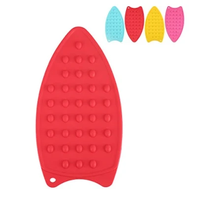 Image of Silicone Ironing Mat, Multipurpose Iron Rest Pad for Board, Hot Safety Protection Anti Slip Heat Resistant (Red)