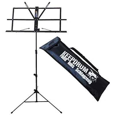 Image of Keepdrum MUS2 BK Sheet Music Stand in Black Easy to Assemble with Bag