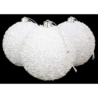 Image of Christmas Concepts® Pack of 3 150mm (6&quot;) Tree Baubles Iridescent White Sparkle