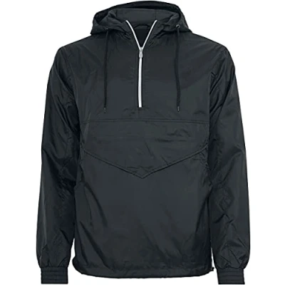 Image of Urban Classics Men&#039;s Pull Over Windbreaker Jacket, Black (Black 7), L