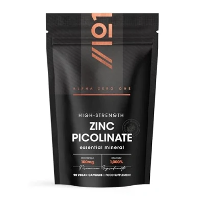 Image of Zinc Picolinate 100mg 1000% Daily NRV Elemental 120 Vegan Capsules No Additives — Non GMO, Gluten Free.