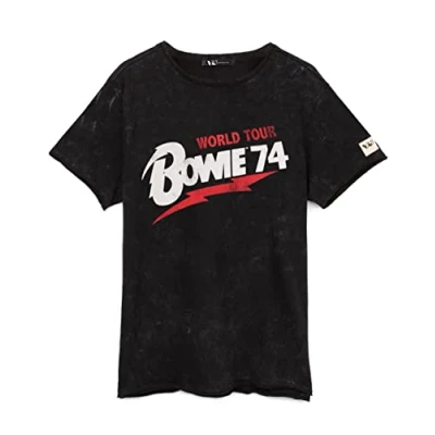 Image of David Bowie T Shirt for Women &amp; Men Unisex World Tour 1974 Short Sleeve Rock Band Tee Music Gifts Merchandise XX Large