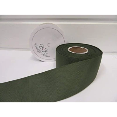 Image of Beautiful Ribbon 2 metres of 50mm Grosgrain Ribbed Olive Dark Green Double Sided 50 mm 5cm 2&quot; Inch