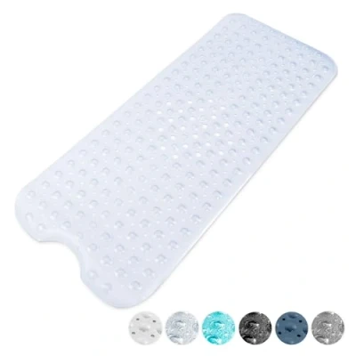 Image of KEPLIN Premium Non Slip Bath Mat 200 Suction Cups, BPA, Latex Free, Mildew Resistant, Machine Washable Safe, Durable &amp; Comfortable for Bathroom Tubs (Clear, Bath, 100 x 40cm)