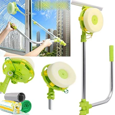 Image of Extendable Window Squeegee with Rotating Head, High Rise Cleaner 0.6 1.4M Extension Pole, 2 in 1 Sponge Telescopic Cleaning Equipment Squeegee, Long Handle