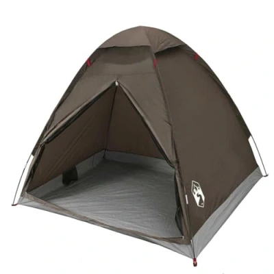 Image of vidaXL 2 Person Dome Camping Tent Brown, Waterproof, Lightweight with Air Vent, Easy Assembly, Extra Storage 198x145x105 cm