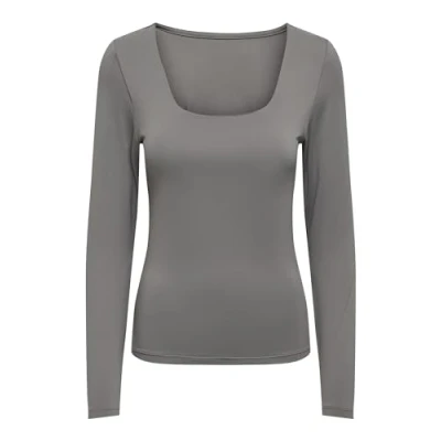 Image of ONLY Women&#039;s Onlea L/S 2 Way Deep Neck Top JRS Noos, Thunderstorm, M