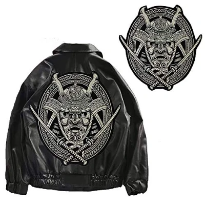 Image of EMDOMO Samurai Patches Warrior Sword for Biker Vest Iron on Stickers Embroidery Applique Badge DIY 1 piece