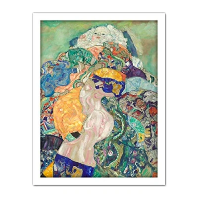 Image of Wee Blue Coo Klimt Baby 1917 Artwork Framed Wall Art Print 18X24 Inch