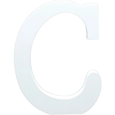 Image of White Wooden MDF Letter C Size 13cm Tall Free Standing Letters for Arts &amp; Crafts Personalized Name Decor