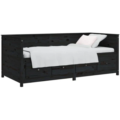 Image of vidaXL Day Bed without Mattress Black 90x190 cm Single Solid Wood Pine
