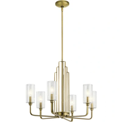 Image of Kichler Kimrose Multi Arm Pendant Ceiling Light Brushed Natural Brass