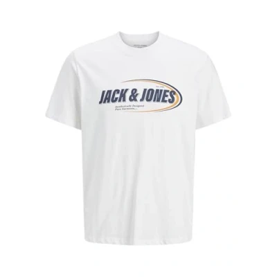 Image of JACK &amp; JONES Men&#039;s Jcoray Branding Tee Ss Crew Neck FST T Shirt, White, S