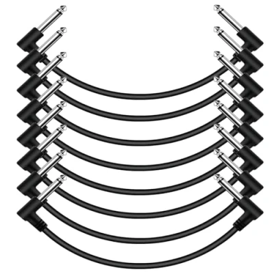 Image of Tavsou Pack of 8 Guitar Patch Cable for Effect Pedal Board 1/4&quot; Right Angle TS Mono Cords (12 Inch Pack)