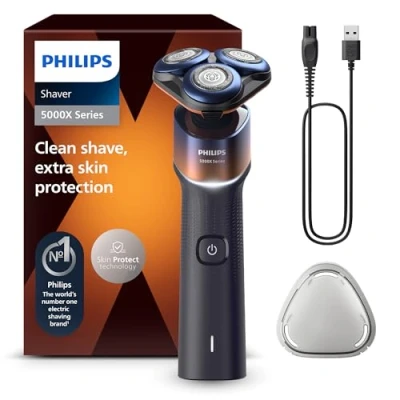 Image of Philips Shaver 5000X Series, Wet and Dry Electric Shaver, Skin Protect Technology, 360 Flexing Head, 1 h Charging/5 min. Quick Charge, P Cap, Orange, Model X5012/00