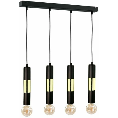 Image of Magnum Bar Pendant Ceiling Light Black, Gold, 60cm, 4x E27