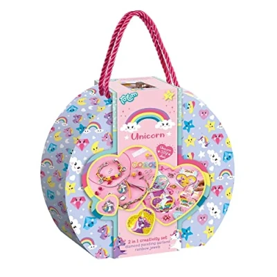 Image of Totum 71506 Creativity Unicorn Diamantbastel Studio: Gestalte wunderschöne Einhorn Motive mit tollen bunten Strasssteinen und kreier Jewellery Craft Set and Diamond Painting, Multicoloured