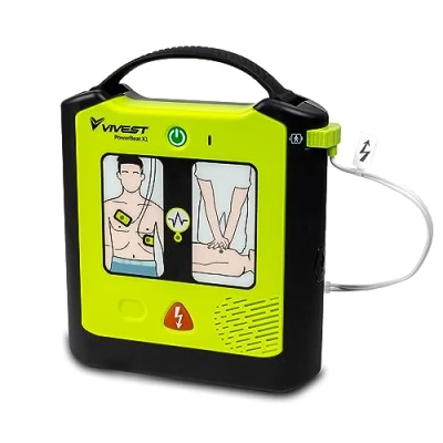 Image of ViVest Power Beat X1 Defibrillator Semi Automatic AED with a Graphic Panel Portable Machine for Home Automated External Lightweight First Aid Medical Equipment