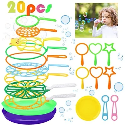 Image of Joyibay 20PCS Bubble Wands Set, Big Bubbles Wand Kit Kids Set Creative Making Assortment Maker Toy for Outdoor Activity &amp; Birthday Party Games