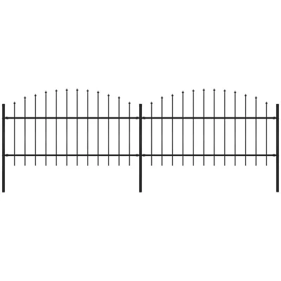 Image of vidaXL Garden Fence with Spear Top Steel (1 1.25)x3.4 m Black