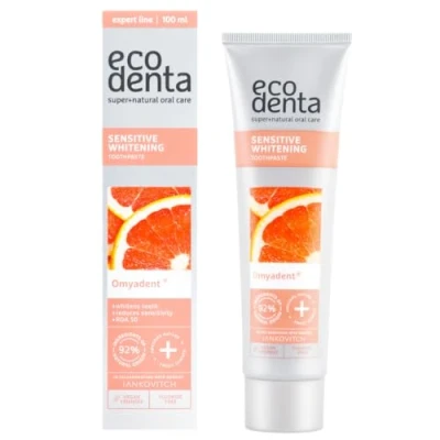 Image of Ecodenta Sensitive Teeth Whitening Toothpaste Fluoride Free Vegan Friendly Natural for Those with or Porcelain Veneers 100ml