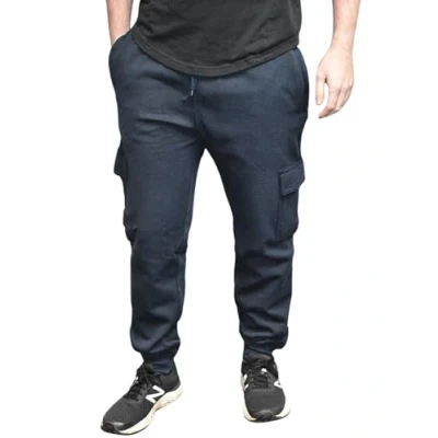 Image of True Face Mens Trouser Fleece Sweatpants Cargo Combat Joggers Multi Pockets Elasticated Ribbed Sports Running Fitness Gym Jogging Bottoms Navy XXL