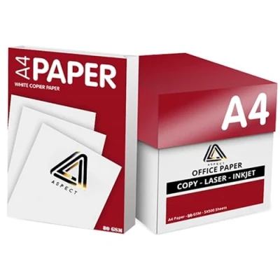Image of Aspect A4 White Paper Sheets 5 Reams 2500 Bright Office Printer, Copier Multifunction Laser Inkjet Stronger, (5 Reams)