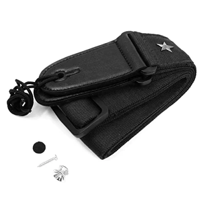 Image of Alnicov 2&quot; Cotton Guitar Strap,Adjustable Shoulder Strap for Acoustic Electric Bass(Black)