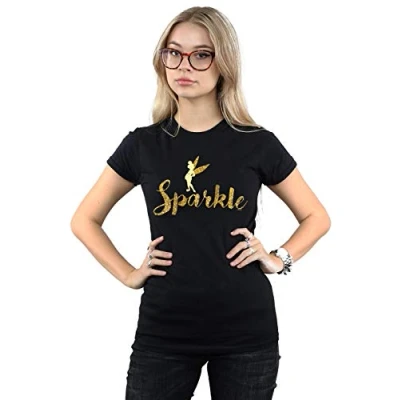 Image of Disney Women&#039;s Princess Tinker Bell Sparkle Time T Shirt Black Small