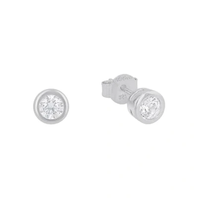 Image of s.Oliver stud earrings 925 sterling silver ladies earrings, with cubic zirconia synth, 0.6 cm, silver, Comes in jewelry gift box, 9079094