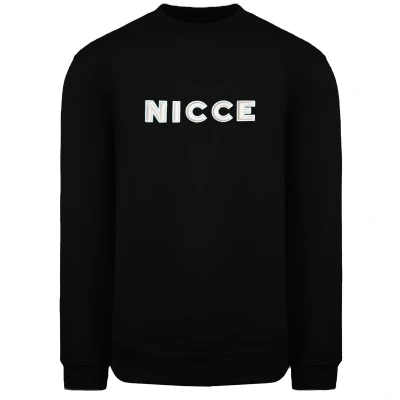 Image of NICCE Long Sleeve Crew Neck Logo Black Mens Truman Sweatshirt 201 1 03 01 0001 Cotton Size Small