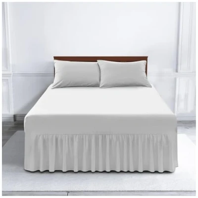 Image of GC GAVENO CAVAILIA Percale Valance Sheets King Size Polycotton Bed Sheet Frill Bedding Plain Dyed Non Iron White