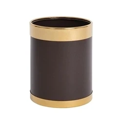 Image of Bolero Waste Paper Bin Brown with Gold Rim 10.2Ltr