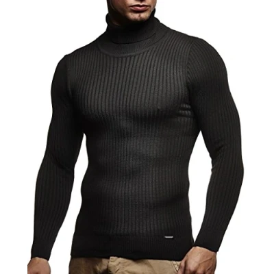 Image of Leif Nelson Men&#039;s Turtleneck Sweater Slim Fit Polo Neck Longsleeve Long Sleeve for Men, Black, 4X Large