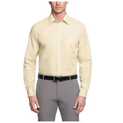 Image of Van Heusen Men&#039;s Dress Shirt Regular Fit Poplin Solid, Cameo Blue, 15&quot; Neck 34&quot; 35&quot; Sleeve