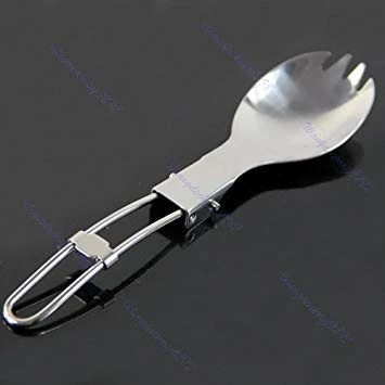 Image of BIlinl Foldable Spork Fork Spoon Stainless Steel Hiking Camping Cook Picnic Traveller