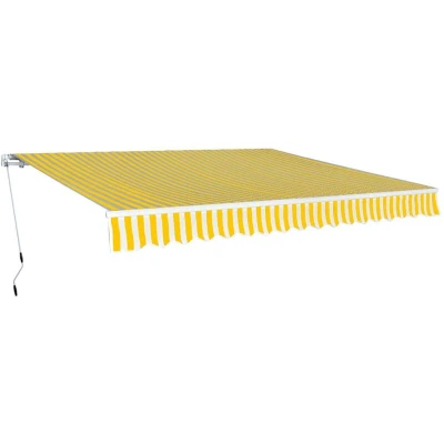 Image of vidaXL Folding Awning Manual Operated 400 cm Yellow/White