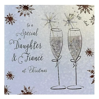 Image of White Cotton Cards F1 DF&quot;Daughter &amp; Fiancé&quot; Handmade Christmas Card,16 x 16 cm