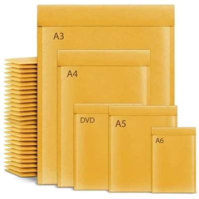 Image of A5 Padded Envelopes, Gold Bubble Envelopes for Packaging Postage Peel &amp; Seal Shipping Bag Mailers Postal Wrap 10 Pack