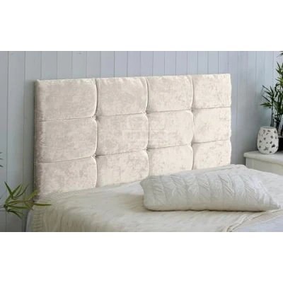 Image of Gallop Sleep Roma Crush Headboard in Velvet for Divan Bed with Diamante Buttons (Cream, Double 4 FEET 6 INCHES, Height 20 INCHES)