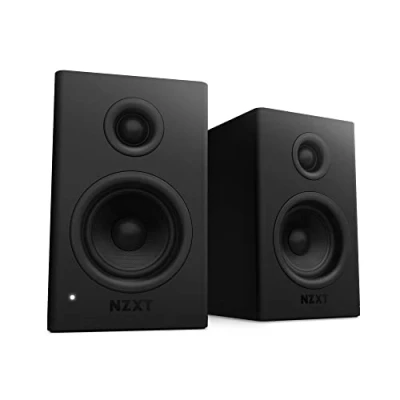 Image of NZXT Relay PC Gaming Desktop Speakers AP SPKB2 UK Bookshelf Style Design 80 Watts High Dynamic Range Silk Dome Tweeters Glass Fiber Woofers MDF Construction Black