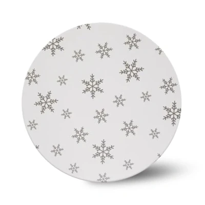 Image of Anniversary House 10 inch Christmas Cake Board Silver Snowflake, Pack of 1, Individually Wrapped, Sturdy Fibre Round, DBX002