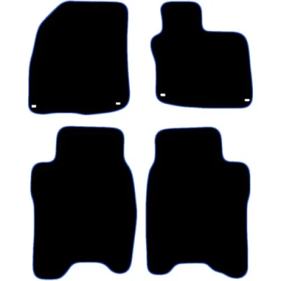 Image of Carsio Carpet Car Mats For Honda Civic 2008 to 2012 4 Piece Set Tailored Fit Floor Mat Complete Accessory Black Custom Fitted All Weather, Anti Slip Backing &amp; Blue Trim