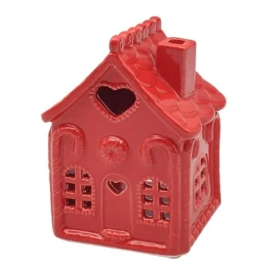 Image of lesser and pavey LP53048 Tea Light Holder Red Xmas House 1 Piece 9x8x13 cm Accessory, Multicolor