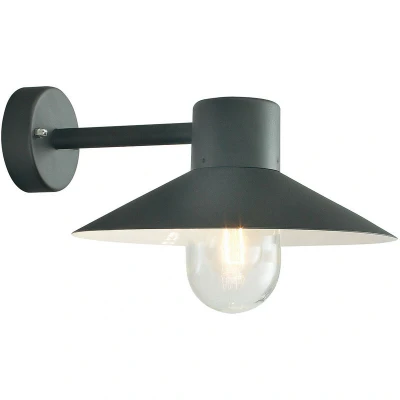 Image of Lund 1 Light Outdoor Fisherman Dome Wall Lantern Black IP55, E27