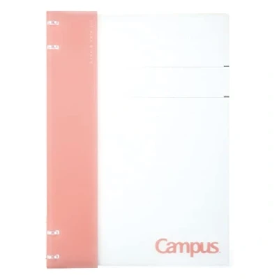 Image of Kokuyo Campus Refillable Notebook, A4 2x2 Slim Ring Binder Notebook with Customizable Title Page, 40 Sheets Capacity. Suitable for 30 Holes Loose Leaf Paper, Pink (RU NP174P)