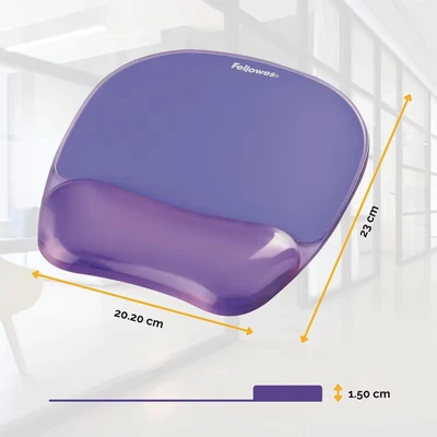 Image of Fellowes Crystals Gel Mouse Mat with Wrist Support, Purple, 9&quot;*7.5&quot;