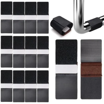 Image of Realand 16pcs Felt Chair Leg Floor Protectors with Hook and Loop for Sled Chairs, Wrap Around Pads Chairs Feet, Hardwood Floors, 5x14.5cm