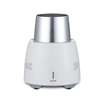 Image of Iced Beer Wine Beverage Electronic Bottle Chiller, Portable Mini Refrigeration Rapid Cup Cooler, Desktop Fast Cooling Fridge Single Drink Chiller for Home &amp; Travel (White)
