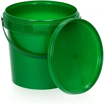 Image of BenBow bucket with lid 0,22 gal (1l) green 10x 1 liters food safe, stable, airtight, leak proof, odourless plastic storage container, handle empty